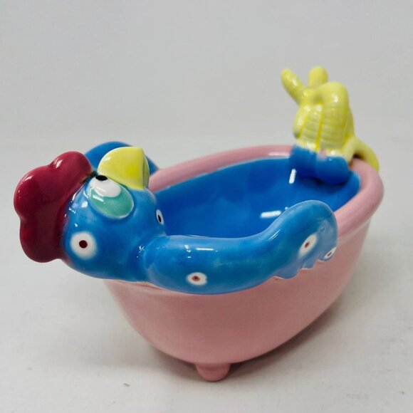 Vintage 1985 Fitz and Floyd Billy Bird Chicken Bath Tub Soap Dish Trinket - Picture 4 of 7